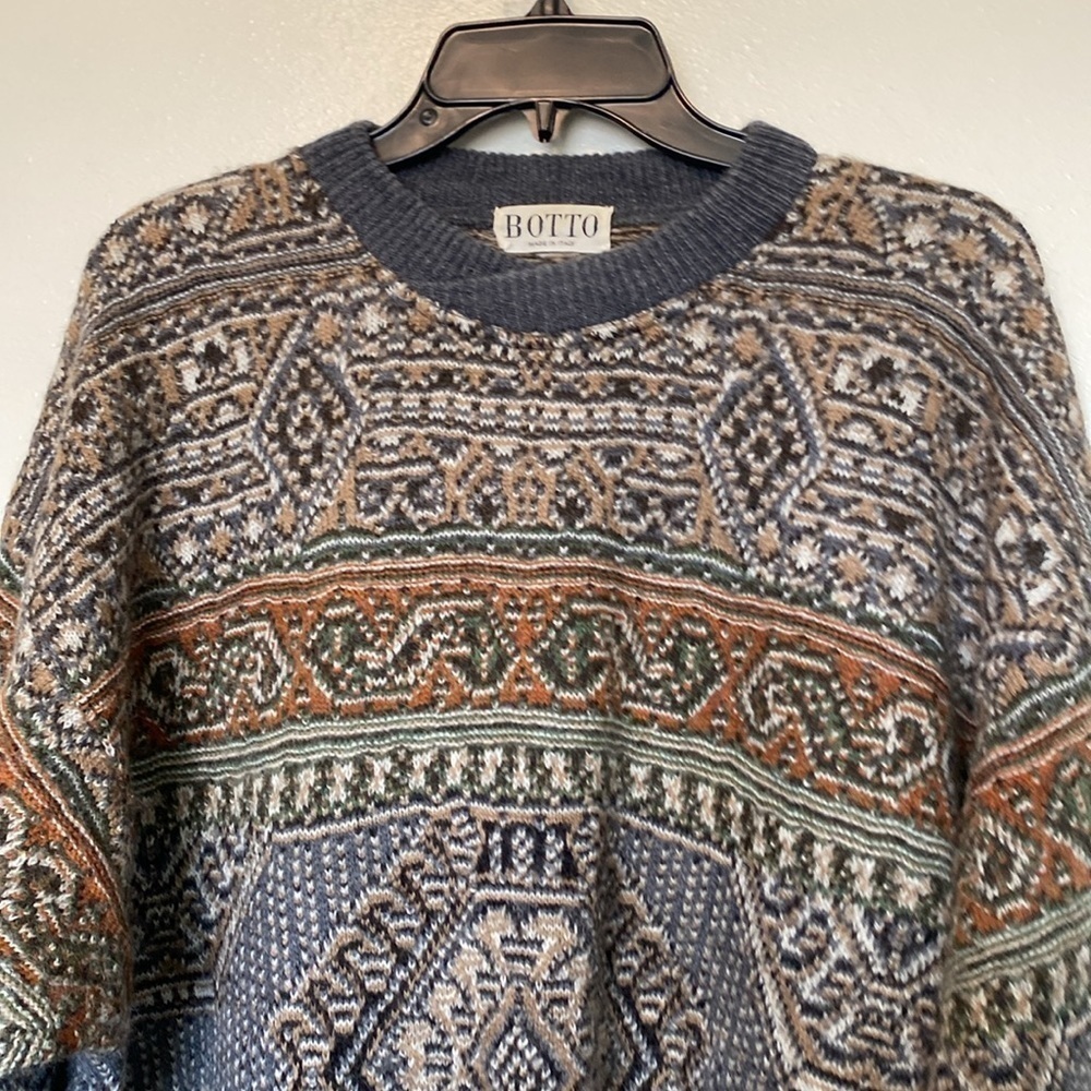 BOTTO Italian wool alpaca blend multi color long sleeve sweater XL - Picture 3 of 15